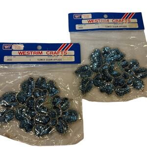 Vintage Blue Flower Sequin Appliqués in Original Package Westrim Crafts Lot of 2